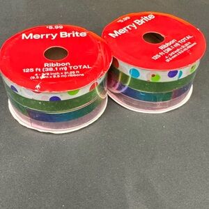 Merry Brite Multicolor Ribbon Set 125 feet each roll 4 - 3/8 inch x 31.25 dots